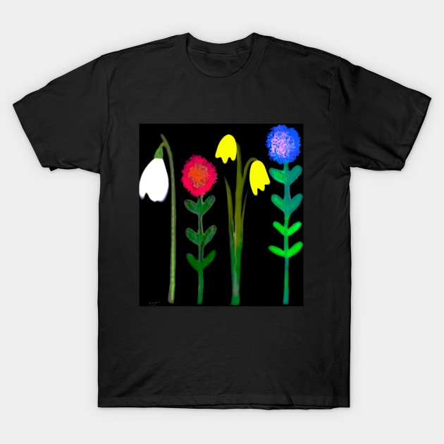 BRIGHT FLOWERS T-SHIRT T-Shirt by Micks Prints